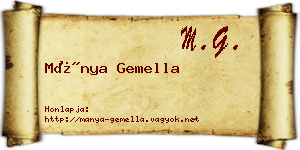 Mánya Gemella névjegykártya